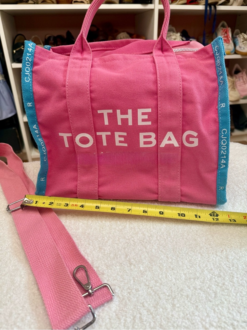 Pink Canvas Tote Bag with Contrast Trim